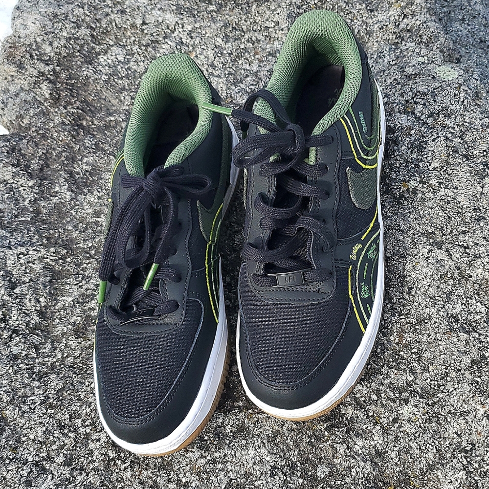 Nike Air Force 1 LV8 1 Black / Carbon Green-Treeline Size 8 - Picture 13 of 16